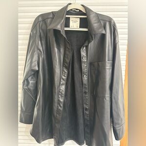 Abercrombie & Fitch Oversized Black Leather Shirt